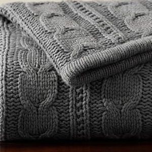 Pottery Barn Cable Knit Throw (Flagstone Gray)